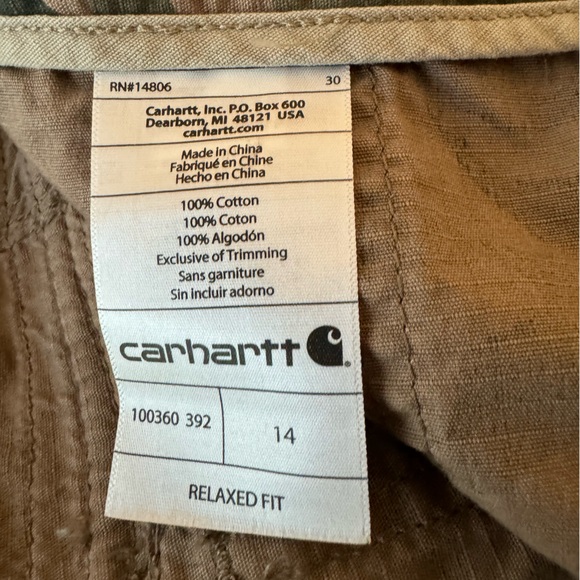 NWT Carhartt El Paso Shorts Size 14 - Picture 15 of 15